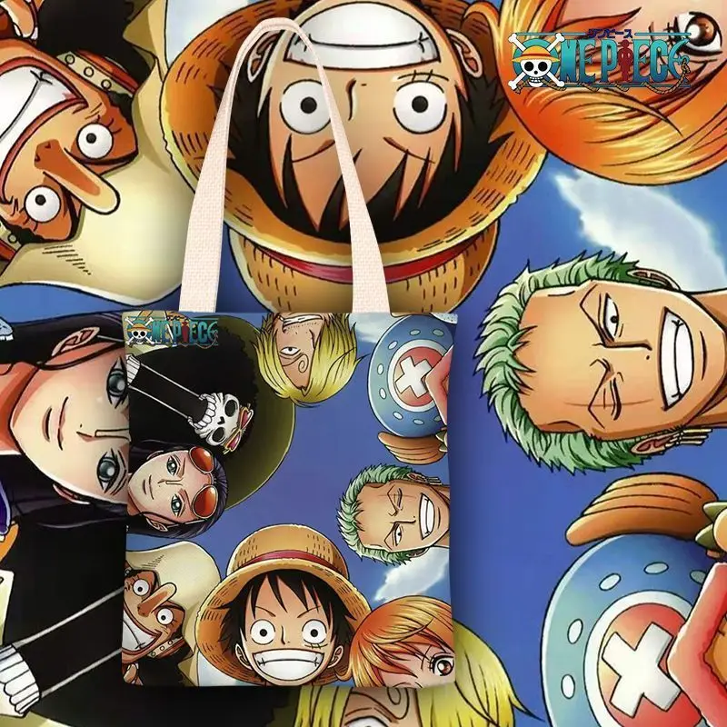 

One Piece anime Instagram-style fresh canvas bag for women, simple single-shoulder student school bag, tutoring bag, gift bag