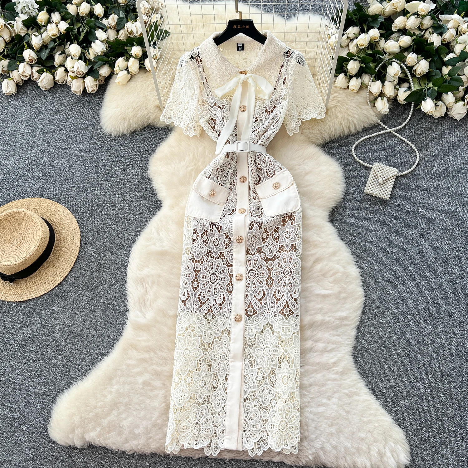 

Sexy summer Polo-Neck button print A-line Dress Chic Vintage Women Beach Casual dresses women clothing