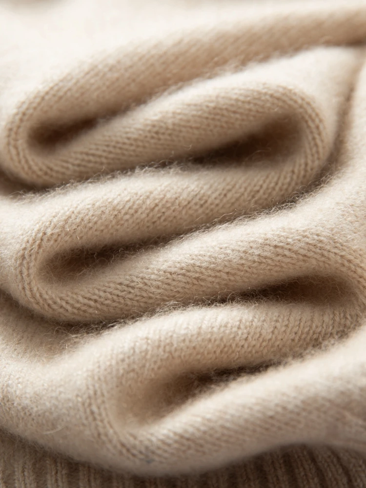 Women's Elegant 100% Cashmere Knitted Cardigan Sweater Autumn Winter Thick Mock Neck Casual Loose Warm Comfort Clothing Tops