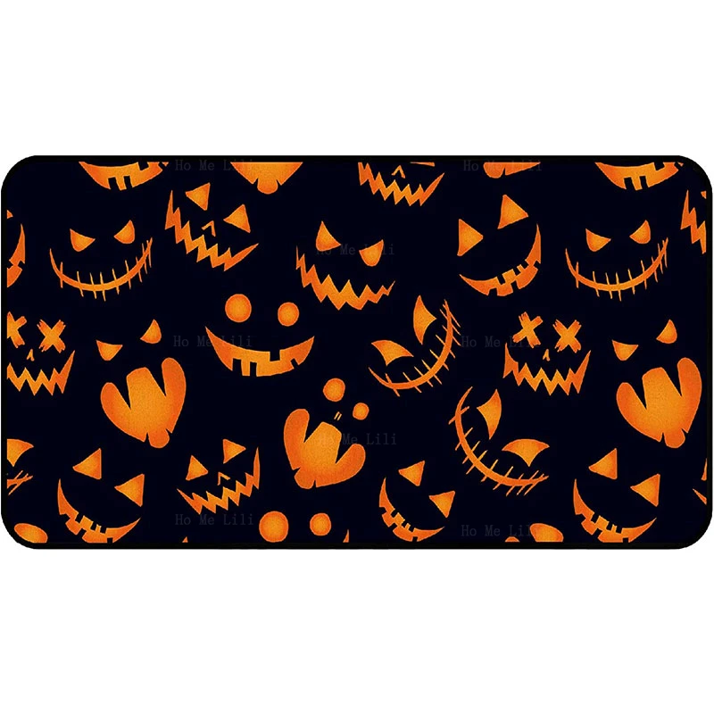 

Halloween Welcome Fall Floor Rugs For Indoor Outdoor Home Garden Autumn Jack-o'-lantern Cats Bats Spider Holiday Front Entrance