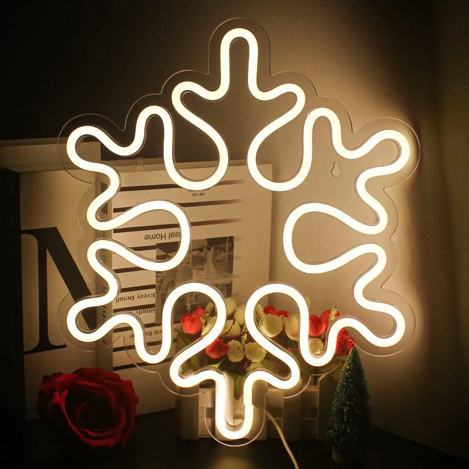 Enseignes au néon LED flocon de neige, lumière pour mur, fête d'arbre de Noël, décor à la maison, décor de chambre à coucher, cadeau de Noël