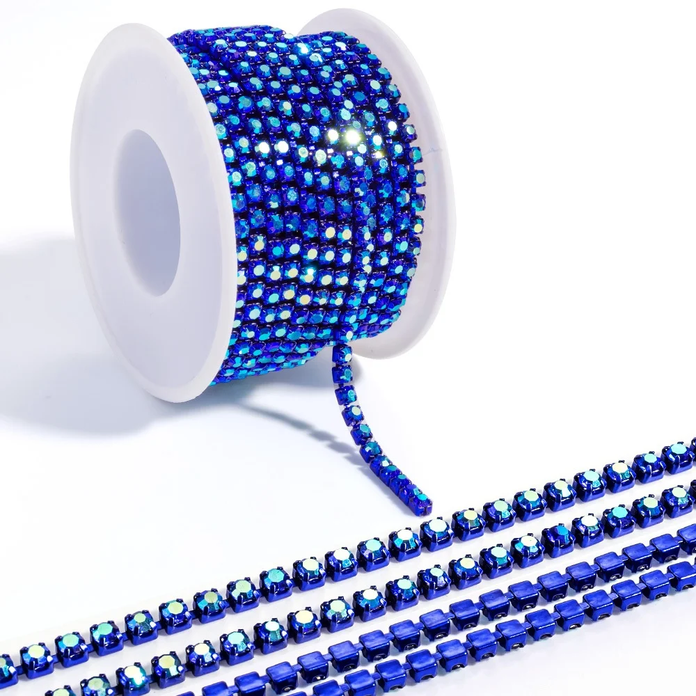 10yard/Roll 2/3MM Steentjes Trim Klauw Kristal AB Glitter Ketting Strass Glas Genaaid Strass Versieringen kleding Decoraties
