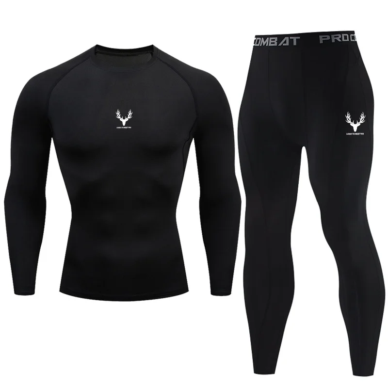 Men's tight fitting sportswear set fitness yoga set gym training jogging mixed martial arts set shorts breathable set two-piece