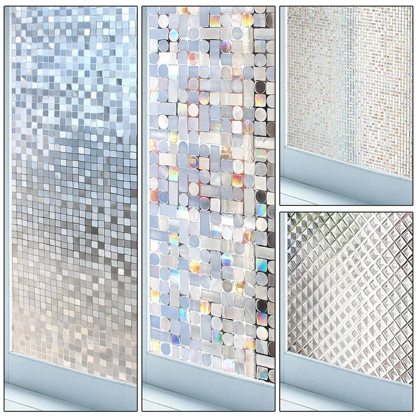 

Rainbow Non-Adhesive Window Privacy Film, Decorative Vinyl, Stained Glass Decals, Static Cling Glass Sticker, 45-58cm