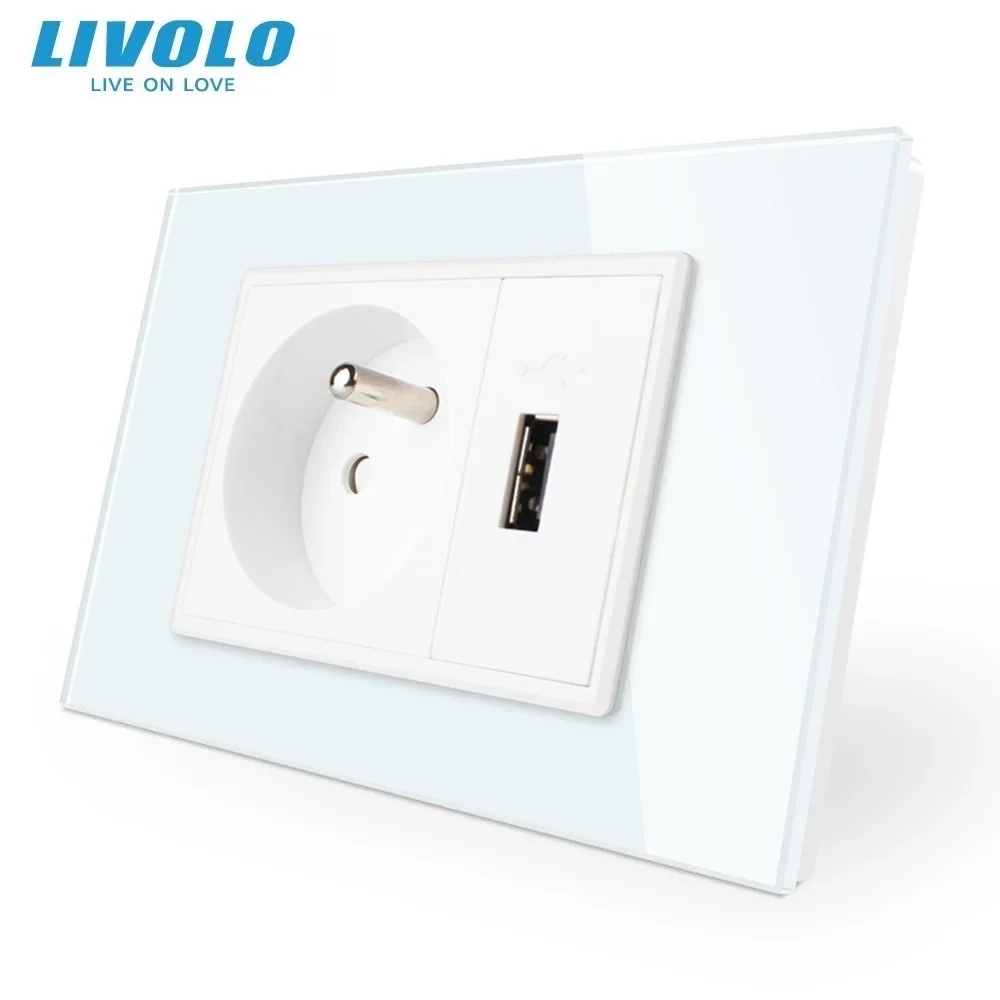 New Livolo Smart Home Automation Multi French Standard Power Wall Socket,AC 110~250V 16A Wall Power Socket,VL-C9C1FR1U-11