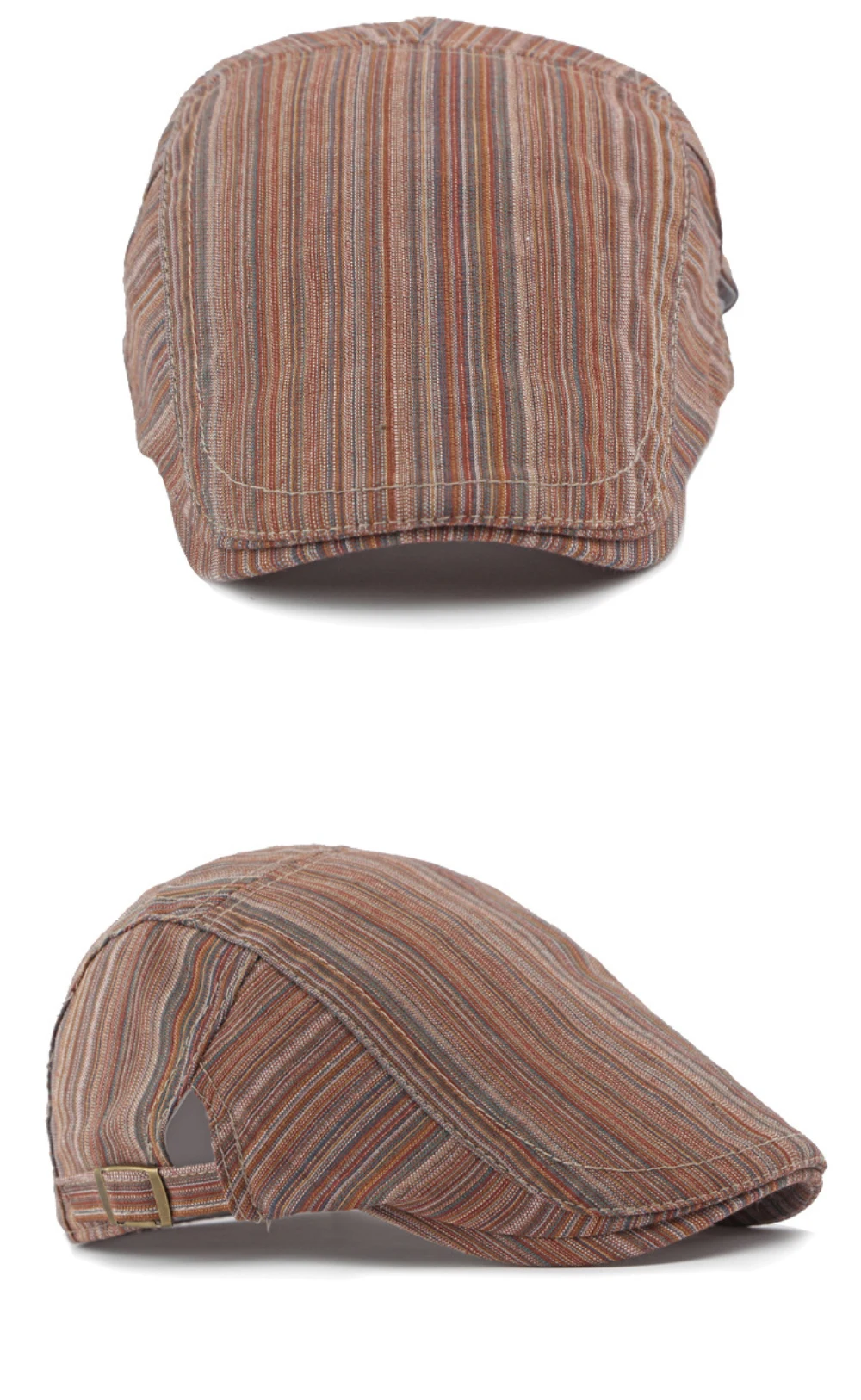 HT4630 Baskenmütze für Damen, Retro-Künstlermütze, Unisex Verstellbare Flache Kappe, Frühling Sommer Gestreifte Baskenmütze für Männer und Frauen – Detail 6