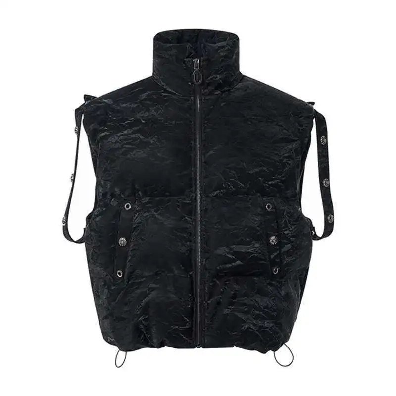 LUZHEN personnalisé Original rue haute qualité 2025 sans manches nouveau col montant gilet hommes mode couleur unie pain veste JY5494