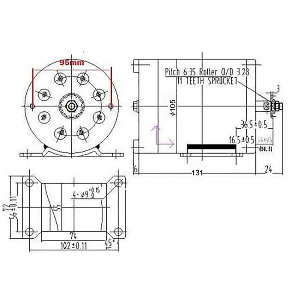 MY1020 500W 24V/36V/48V UNITEMOTOR  High Speed Brush DC Motor Electric Bicycle Motor E-Scooter Motor Ebike Brushed Gear Motor