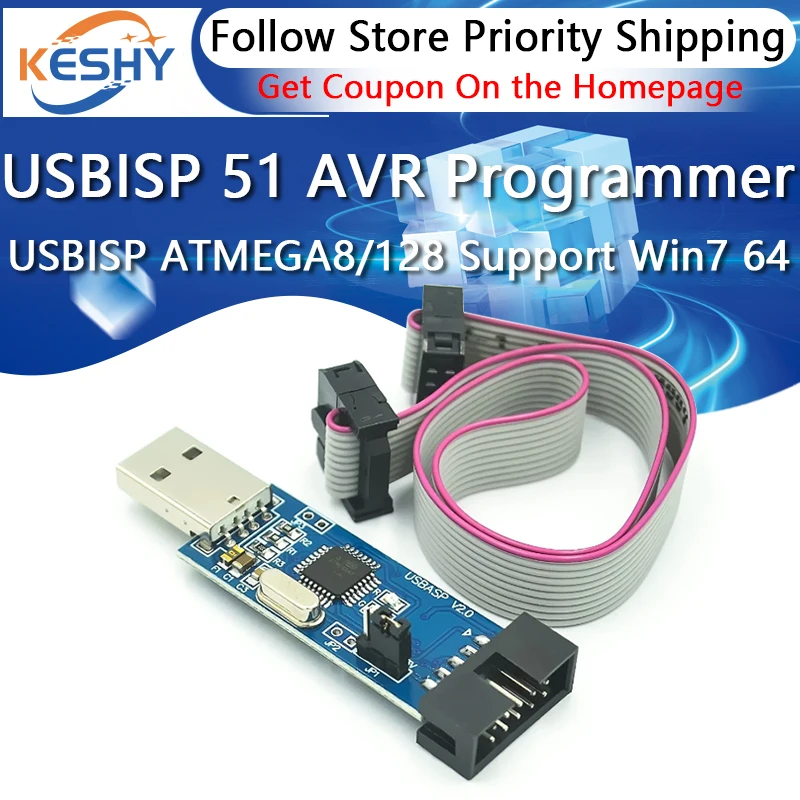 

USBASP USBISP 51 AVR Programmer USB ISP USB ASP ATMEGA8 ATMEGA128 Support Win7 64 Board