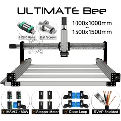 20% OFF BulkMan 3D ULTIMATE Bee CNC 라우터 기계 키트, 볼 나사 포함, 조용한 변속기 4 축 조각기, 목재 밀링 머신