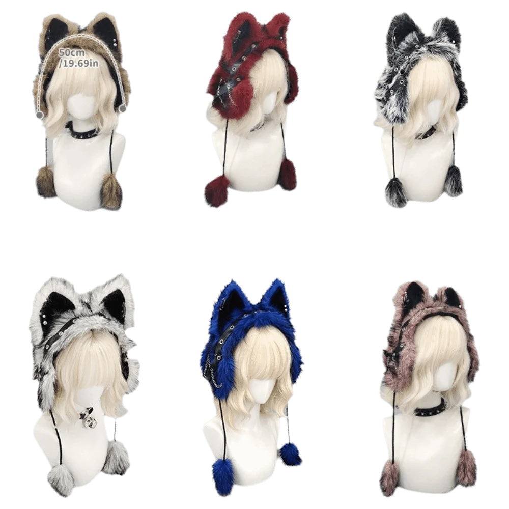 Headwear Y2K Gothic Cat Ear Earmuffs Cosplay Wind-proof Fluffy Earmuffs Thick Warm Headwear Winter Plush Earmuffs Autumn 2
