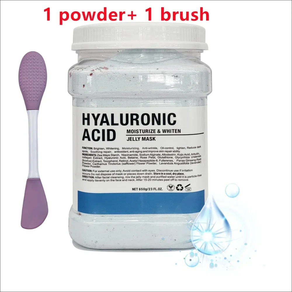 Polvere per maschera idratante per il viso all'acido ialuronico alla camomilla da 650 g con pennello in silicone che aumenta l'elasticità della pelle Maschera in gelatina di rosa