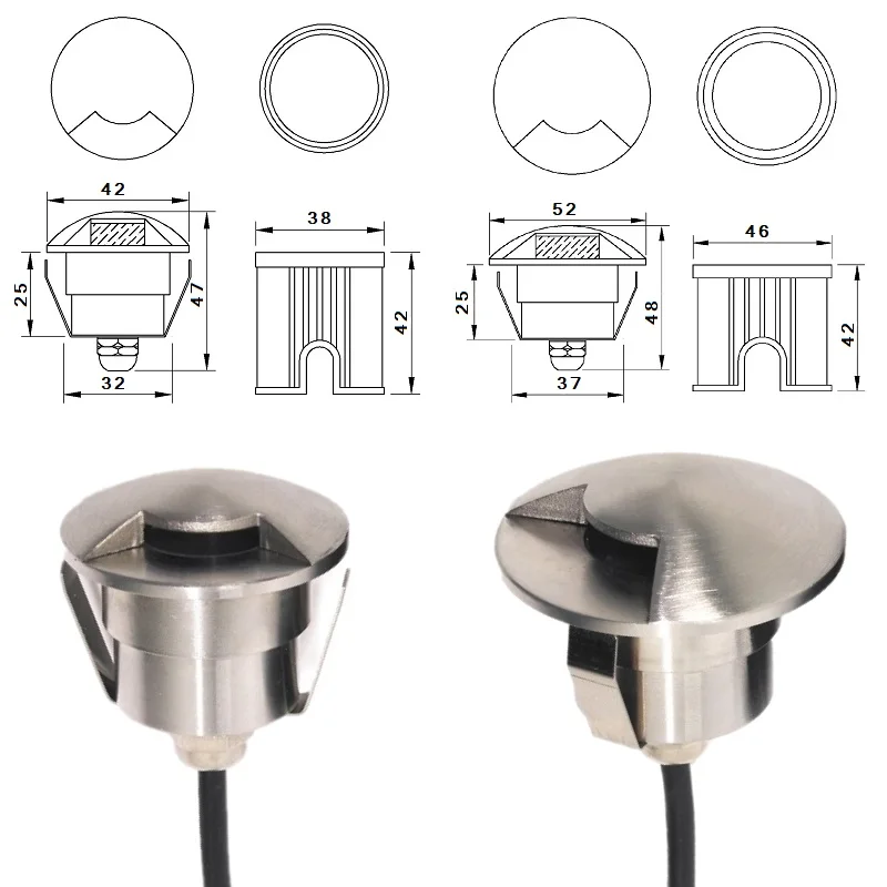 IP68 Outdoor Side Light Garden Stairs Deck LED Recessed Inground Lamps DC12V 24V RGB Dammable Waterproof Underground Spotights