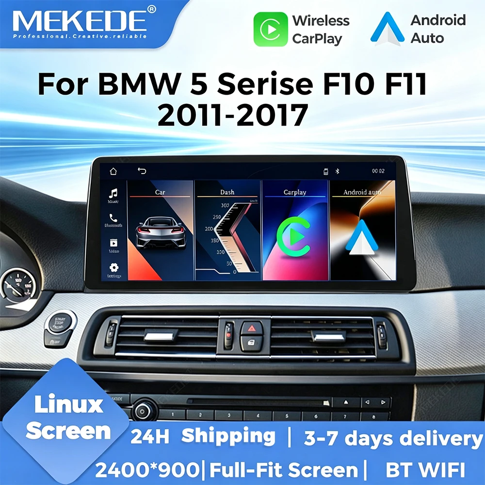 MEKEDE, disponibile in magazzino nell'UE, autoradio con schermo da 12,3 pollici, risoluzione 2400x900, sistema Linux, per BMW Serie 5 F10 F11 (2012-2017), lettore multimediale per auto con WIFI, BT,