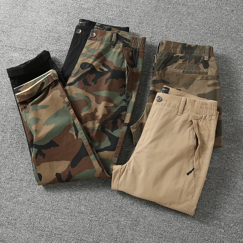 Cargo Pants For Men 2023 New Straight Cut Loose Men's Overalls Black Casual Pants Zipper Pockets Camouflage Men Trousers Quality