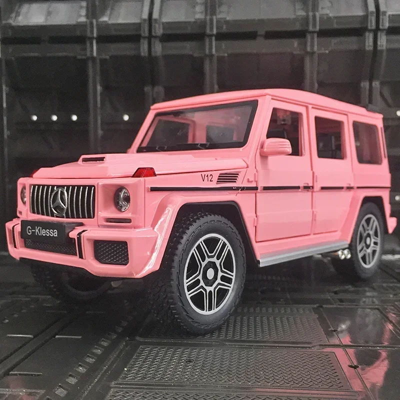 1:24 simulation Mercedes-Benz G63 AMG alloy car model off-road vehicle metal ornaments sound and light pull back toy collection