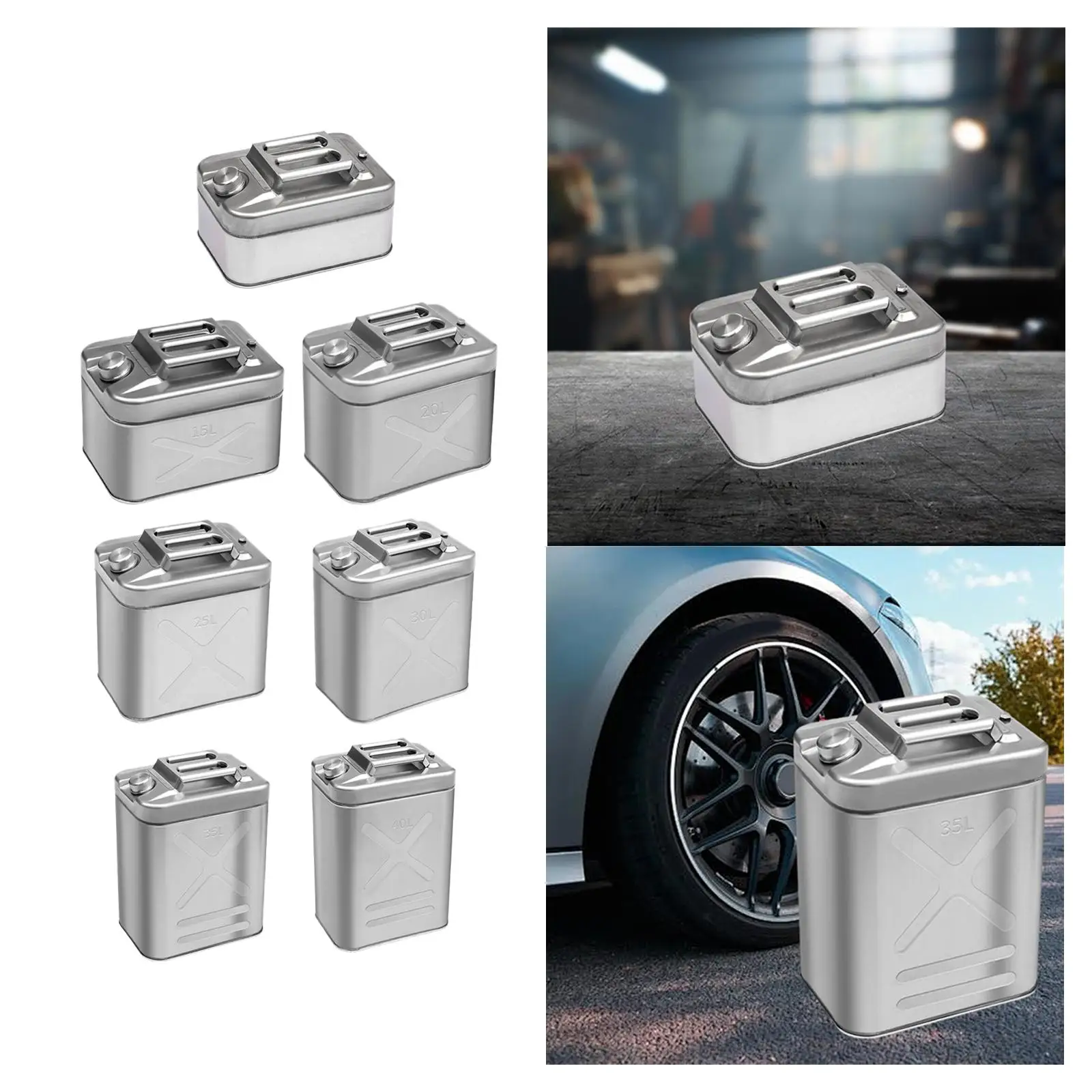 

Portable Fuel Tank Heavy Duty Water Storage Can Metal Petrol Jug Easy Carry for Camping Hiking