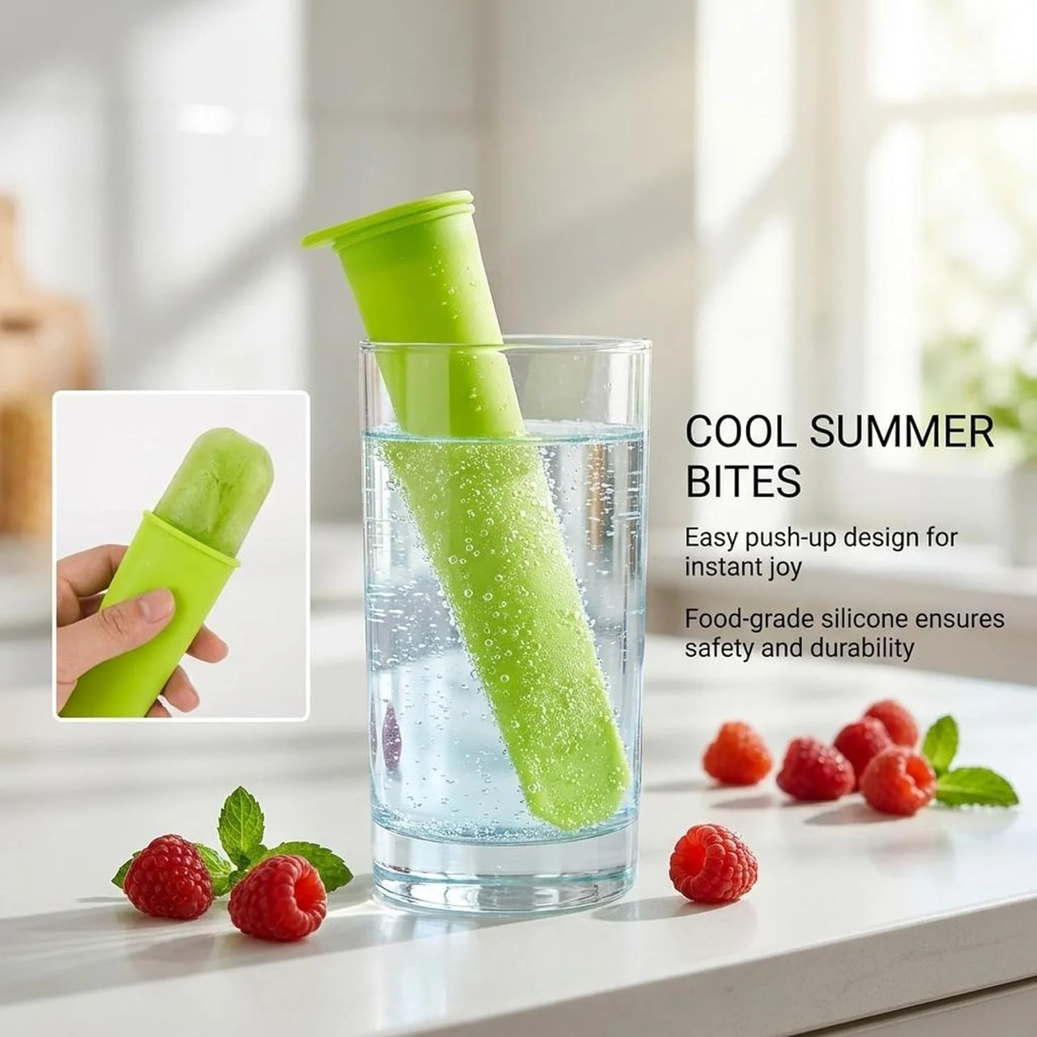 8 PCS Silicone Popsicles Molds - Reusable Ice Pop Mold with Lids | Popsicle Holders for Kids, Food Grade & Leak Proof, Freezer P