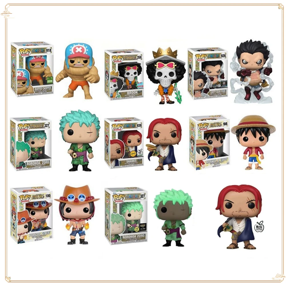 FUNKO POP figuras de juguete Anime clásico juguete de una pieza hecho a mano niños regalos de navidad BROOK Luffy Ace colección de figuras de acción Juguetes