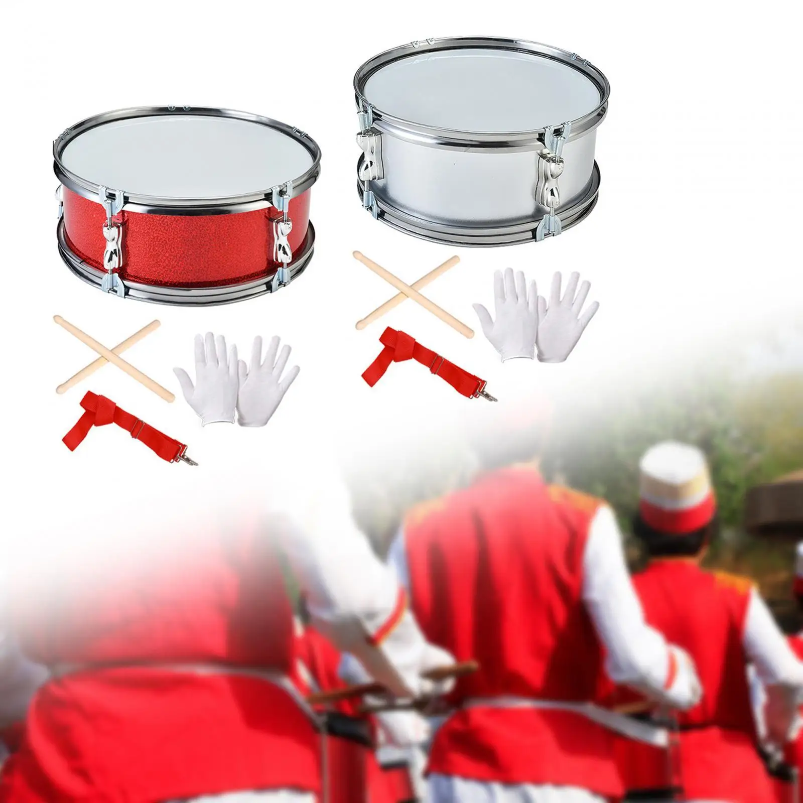 11inch Snare Drum Musical Instruments with Adjustable Strap Lightweight Music Drums Percussion Instrument for Teens Beginners