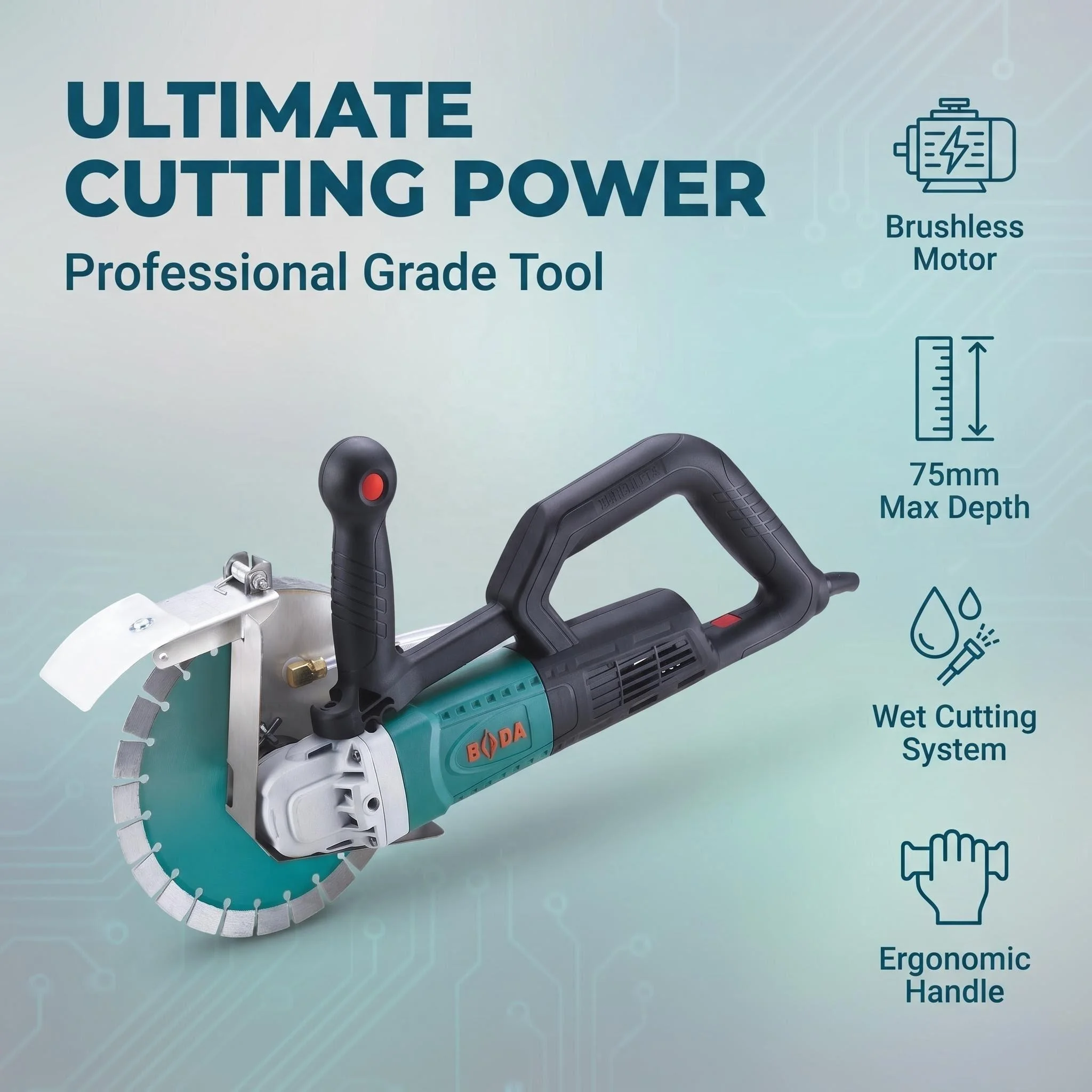 BLC1-75 Concrete Saw 4200W Brushless 210mm Wet/Dry Cutter 75mm 220-240V Groover for Tile Brick Masonry Stone Masonry Dust Proof