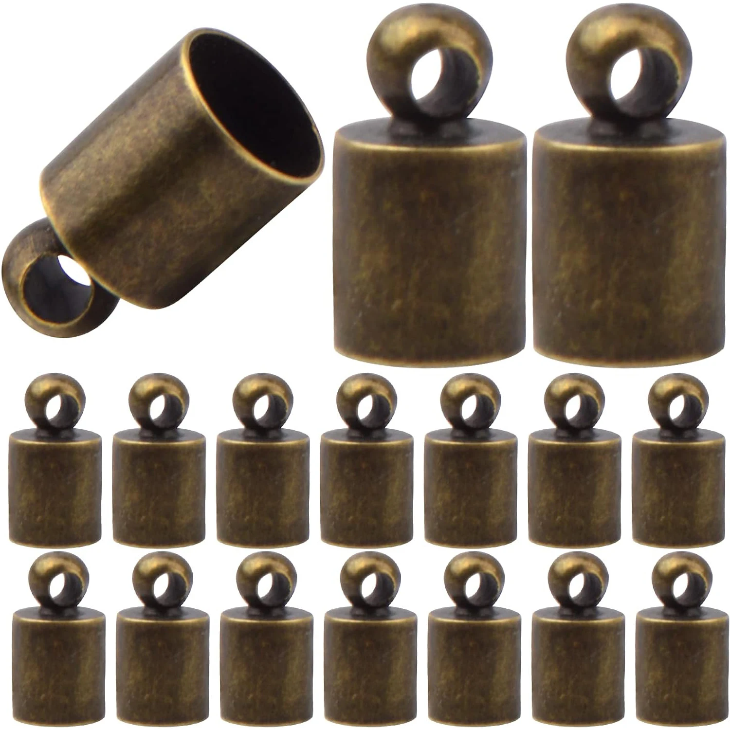 

100pcs Glue-in Barrel & Leather Cord Ends Clasps Findings for DIY Jewelry: Necklace, Bracelet, Tassel Craft Making