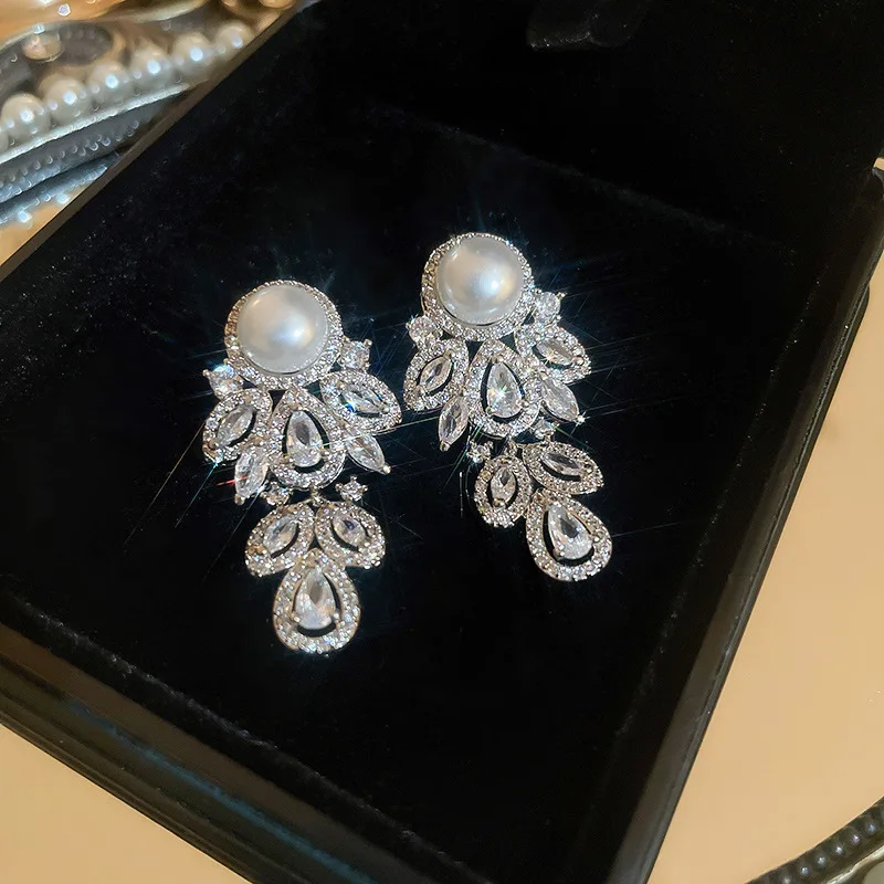 Fashion Austrian CZ Zirconia Crystal  Earrings For Women  Luxury Bridal Wedding Party Jewelry Gift