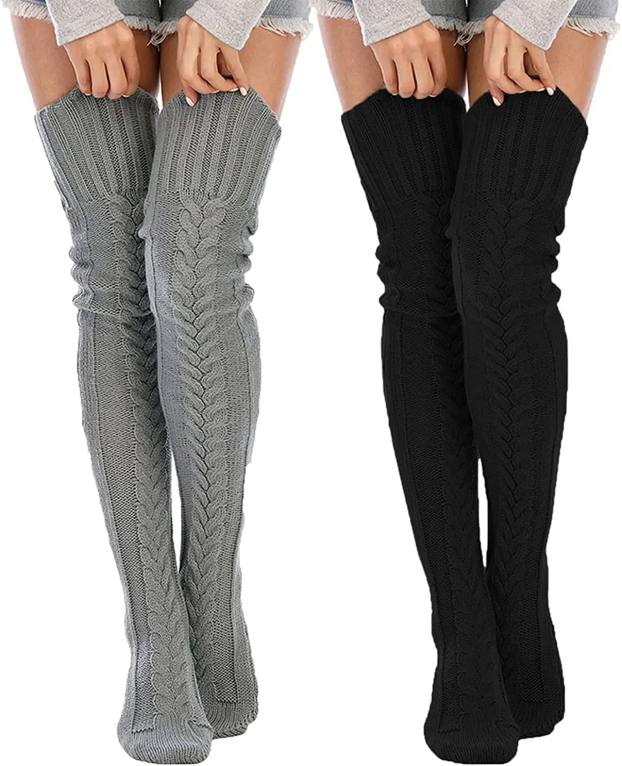 Harajuku Women Girls Wool Stockings Winter Warm Knitted Over Knee Socks Leg Warmer Female Thigh Sexy Long Stockings Leg Warmers