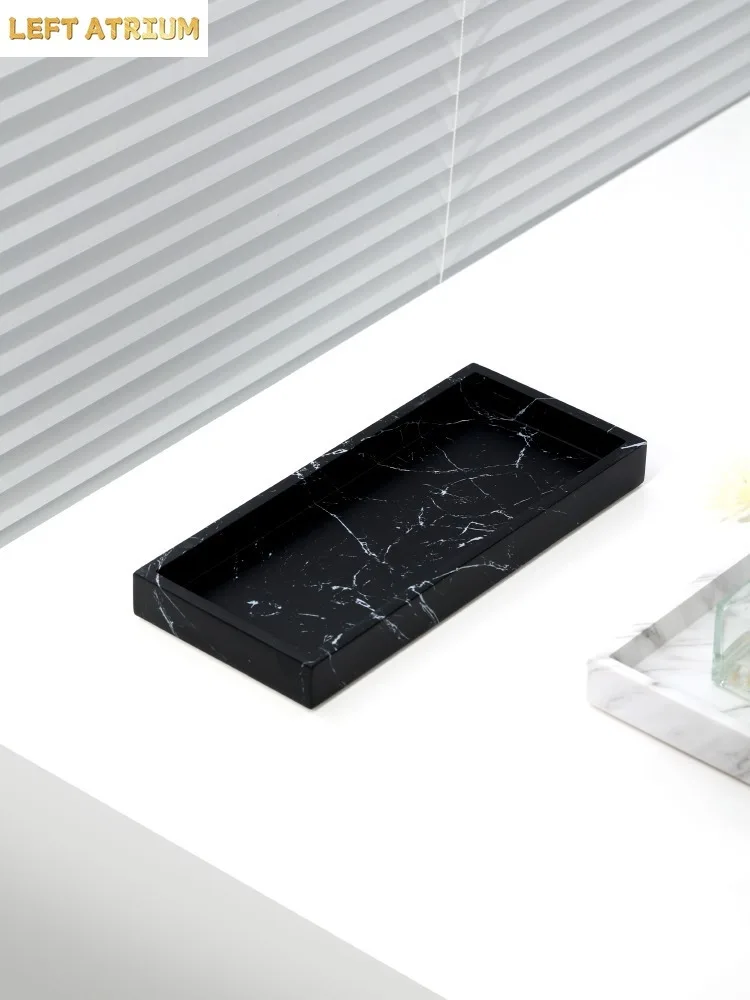 Nordic Style Natural Marble Tray Bathroom Sink Storage Rack Teeth Cup Mouthwash Cup Trays Bathroom Accessories Home Decoration