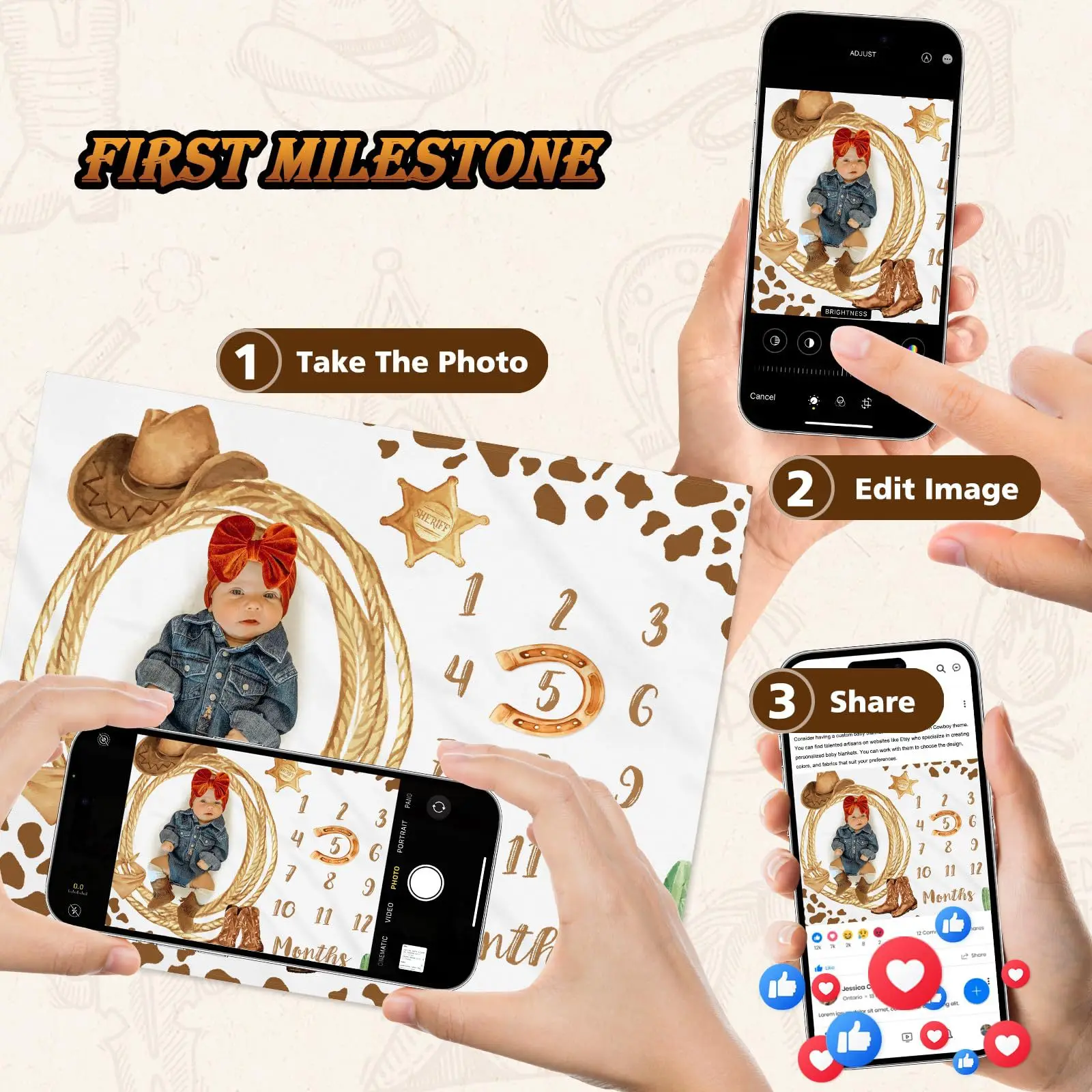 

Коврик для фотосессии новорожденных VIKAMA с мультяшным принтом лесных животных, для отслеживания роста и важных событий, фон для фотосессии малышей