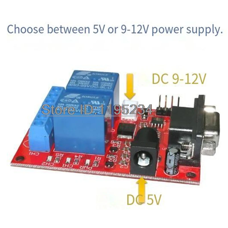 1pcs SR-104A serial port control 2-way relay module delay relay microcontroller controller finished board