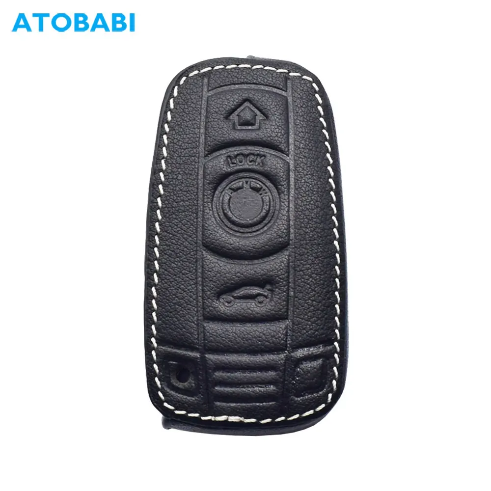 Leather Car Key Case Keychain Holder For BMW 1 3 5 Z Series E81 E87 E88 E90 E91 E92 E93 E60 E61 E70 E89 Smart Remote Fobs Cover