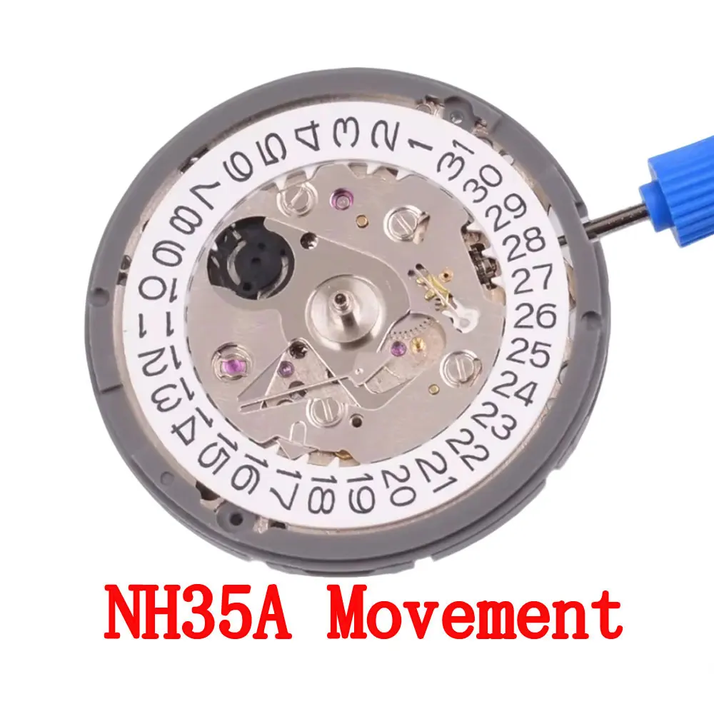Japan Genuine NH35 Automatic Mechanical Movement High Accuracy 24 Jewels Mod Watch NH35A Date at 3:00