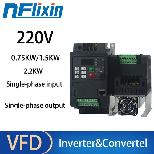 Imagen 1 del producto Convertidor de frecuencia 1 fase entrada de 220V y salida de 220V Control de velocidad del motor monofásico inversor VFD 0.75KW-7.5KW/convertidor