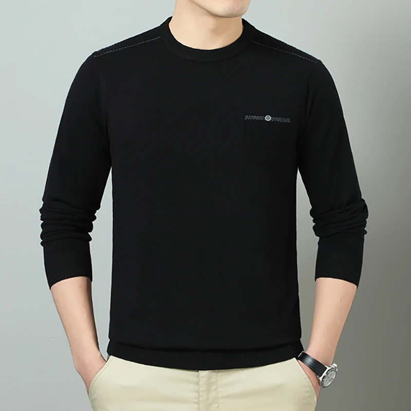 Jersey de punto antipilling de primera calidad para hombre, jersey 2025, cuello redondo, ligero, informal, versátil ​