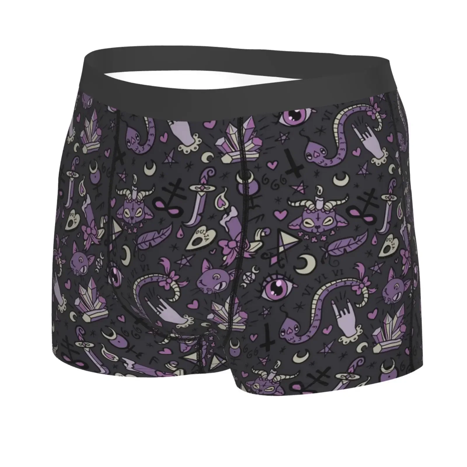 Magic Goth Spooky Gray Purple Black Underwear Men Breathbale Boxer Briefs Shorts Panties Soft Underpants For Homme