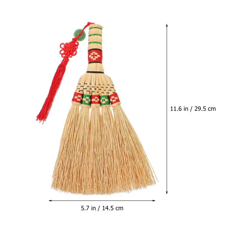 Small Broom Straw Broom Chinese Style Desktop Bed Corn Broom Woven Bed Broom Home Desktop Dust Brush Short Handle Broom for Home