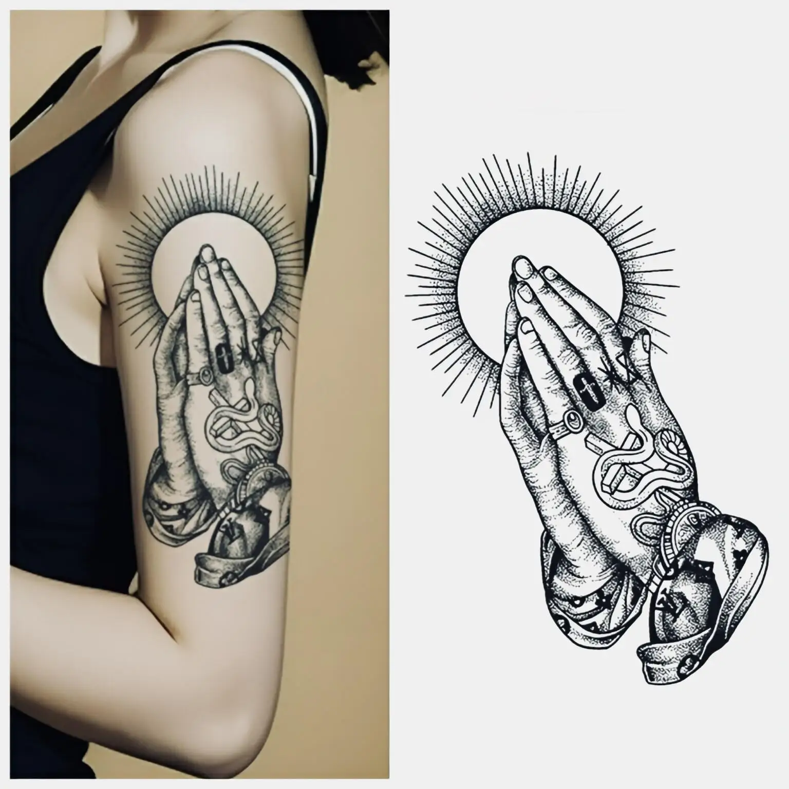 

Lumen Fides Manus Temporary Tattoos,Tattoo Stickers,Waterproof Long-Lasting 15 Days,Semi-Permanent Fake Tattoo,body art