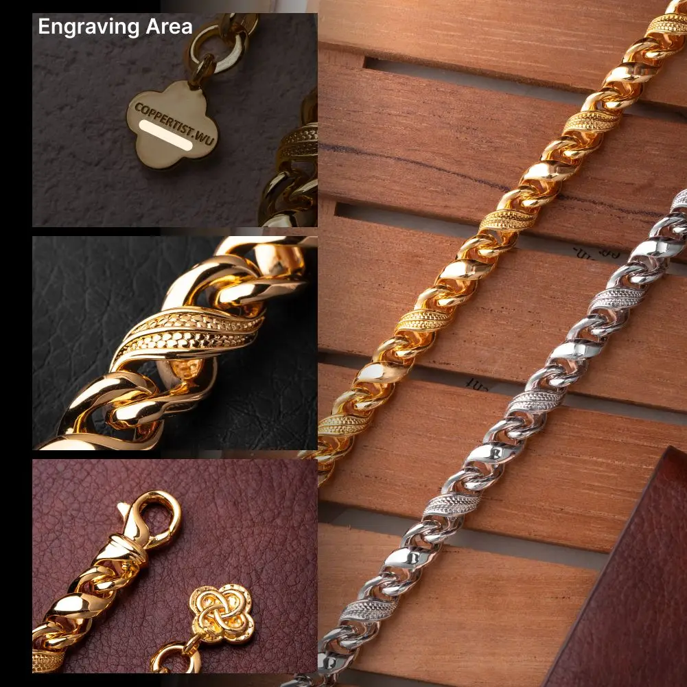 COPPERTIST.WU Ouroboros Infinity Bracelet 3MM Serpent Scale Chain Interwoven Design Adjustable Fit For Men and Women