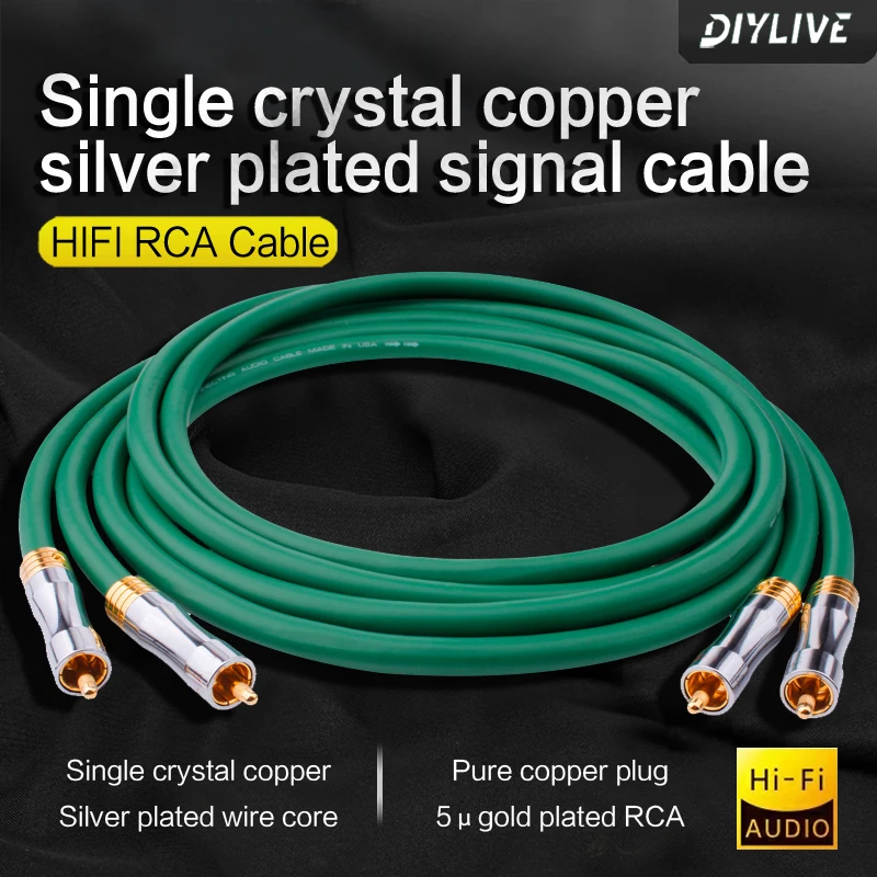 DIYLIVE Mcintosh spalanie klasy 4-rdzeniowy, posrebrzany kabel sygnałowy audio RCA z czystej miedzi, podwójny kabel audio Lotus