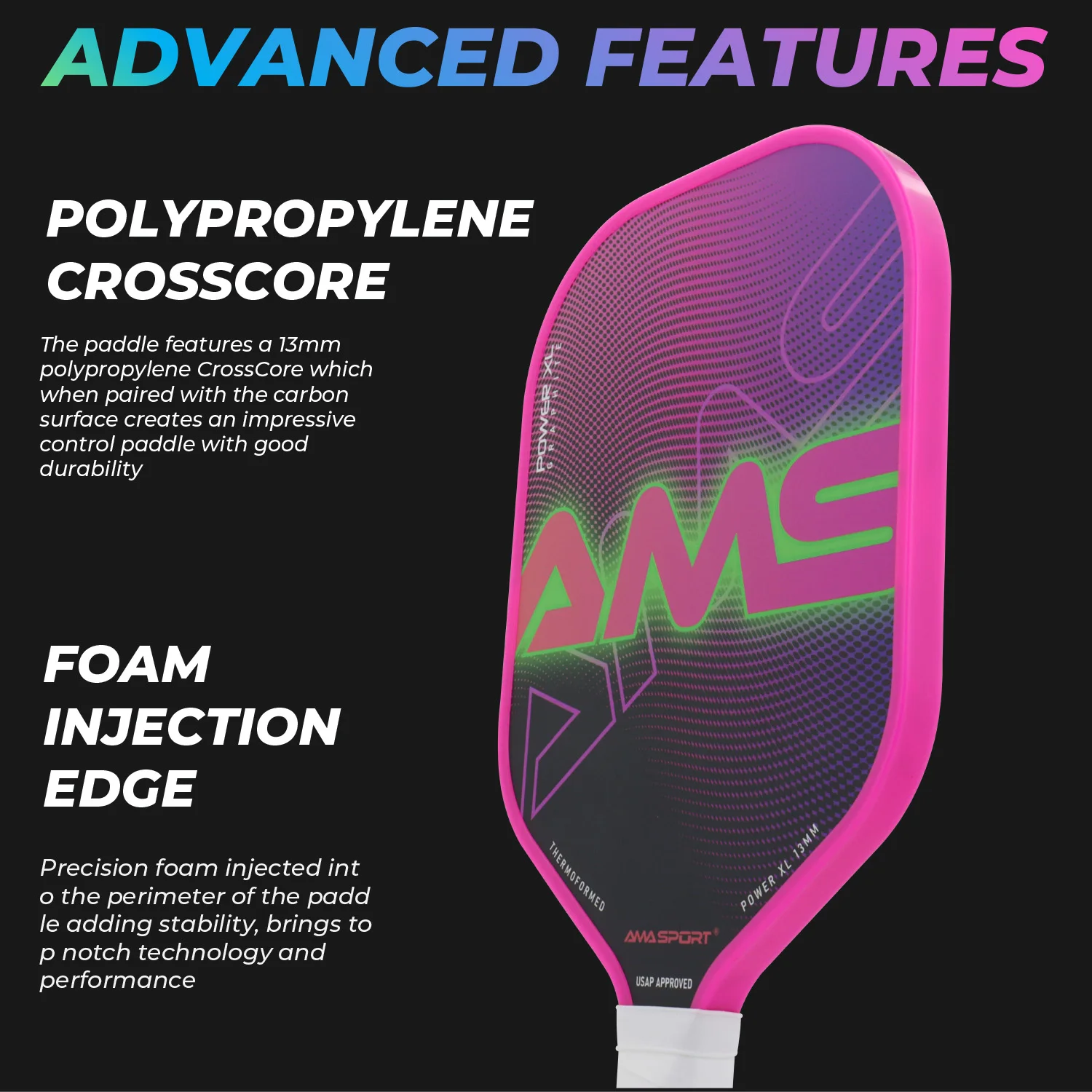 AMA SPORT Pickleball Paddle da 13 mm Fori di ventilazione per aerodinamica avanzata con borsa da paddle portatile per adulti e adolescenti