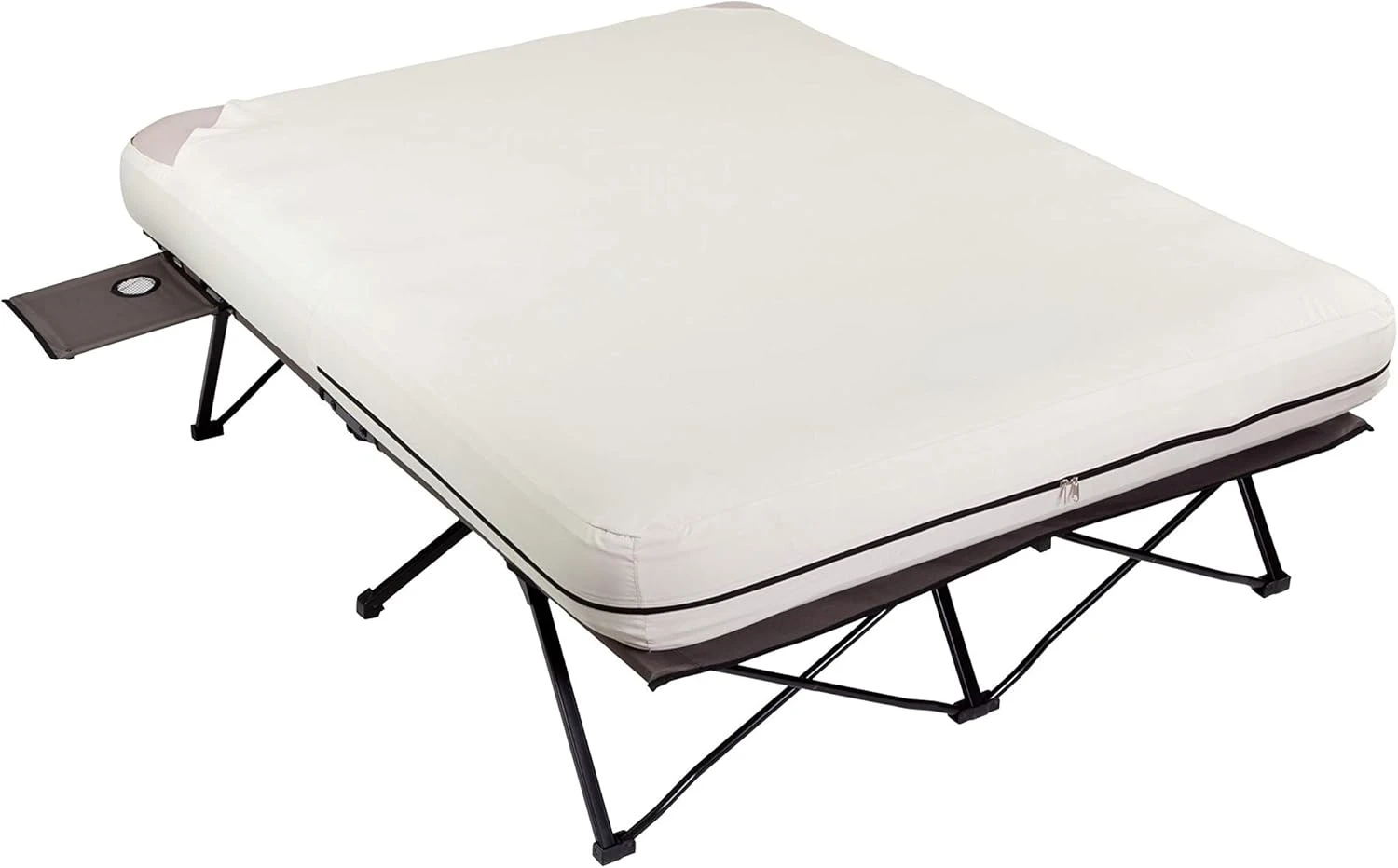 Camping Cots for Adults with Camping Air Mattress, Folding Air Mattresses Set, Battery-Operated Pump & Side Table for Outdoor