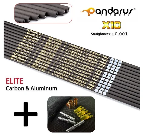 Imagem -06 - Pandarus Elite Carbono Alumínio Seta Eixo Não Incluído Seta Vanes Spine3501000 Tiro com Arco Faça Você Mesmo id 3.2 mm x 10 Pcs 12 Pcs