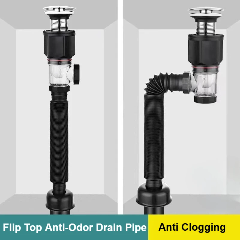 

Bathroom Basin Odor Proof Drainage Pipe Set Drain Washbasin Sink Wall Drain Horizontal Drainage Pipe Kitchen Accessories
