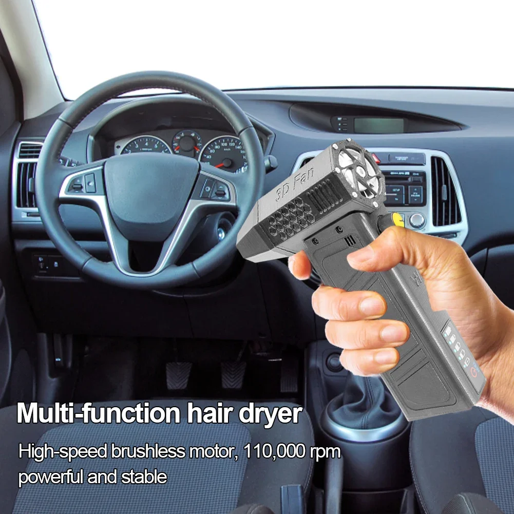 Mini Turbo Jet Fan Turbo Violent Fan Brushless Motor 3 Adjustable Wind Jet Blower Blower Fan for Computer Keyboard Sofa Car Tool