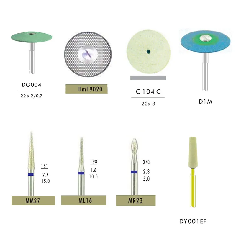 8pcs/Set Dental Grinding and Polishing Kit for Lithium Disilicate Dentistry lab Tool Drill Peoducts Diamond Disc/Stones/Burs
