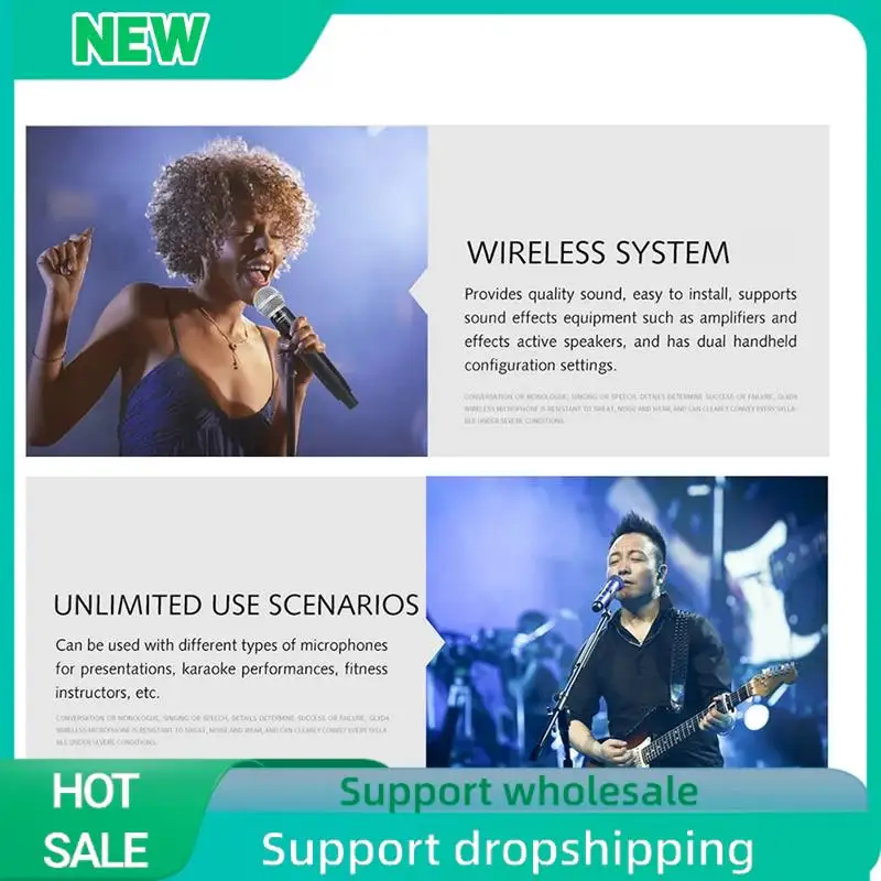 Professional Wireless Microphone System Fixed Frequency Handheld Device Plastic For Stage, Home Parties, Churches