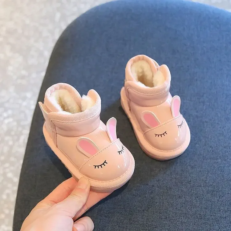 2025 الشتاء موضة أحذية الأطفال الفتيات الأحذية القطنية المضادة للانزلاق أحذية قطنية للأطفال لينة سوليد أحذية مشي للأطفال #6