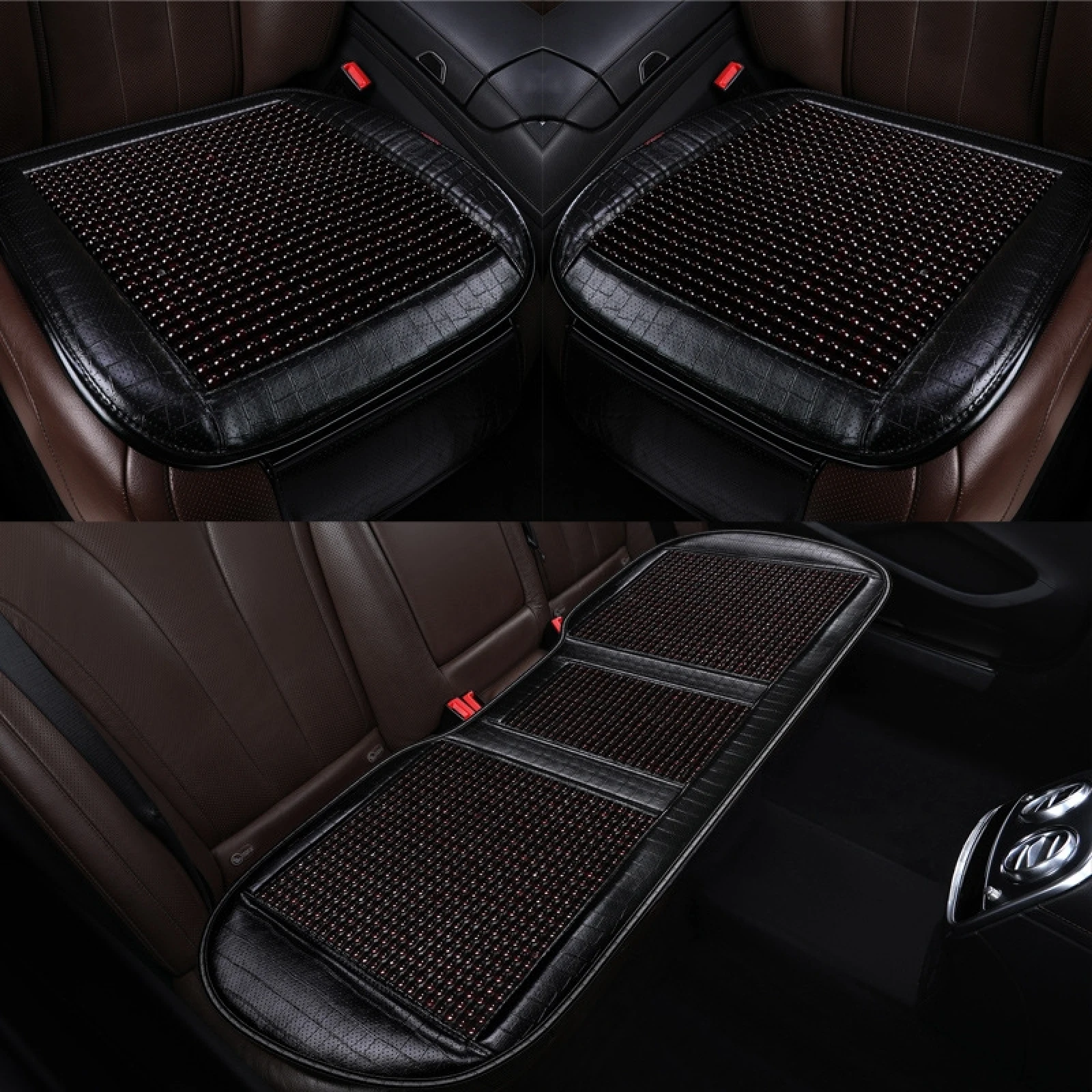 

3 In 1 Car Maple Wooden Beads Summer Universal Cushion Soft Non-slip Auto Mat Most Five-seat Models Available