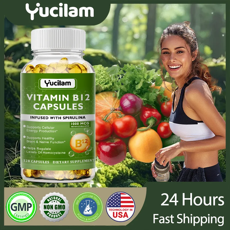 

Organic Vitamin B12 Capsules - Supports the Nervous System - Improves Mental Clarity - Boosts Metabolism - Promotes Hair Growth